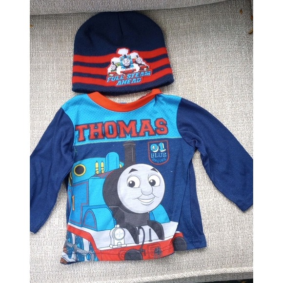 Thomas & Friends Other - Vintage Y2K Thomas The Tank Engine Shirt And Beanie‎ Hat Bundle 18 Mos.